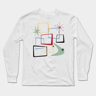 Atomic Squares Stars and Boomerang Mid Century Long Sleeve T-Shirt